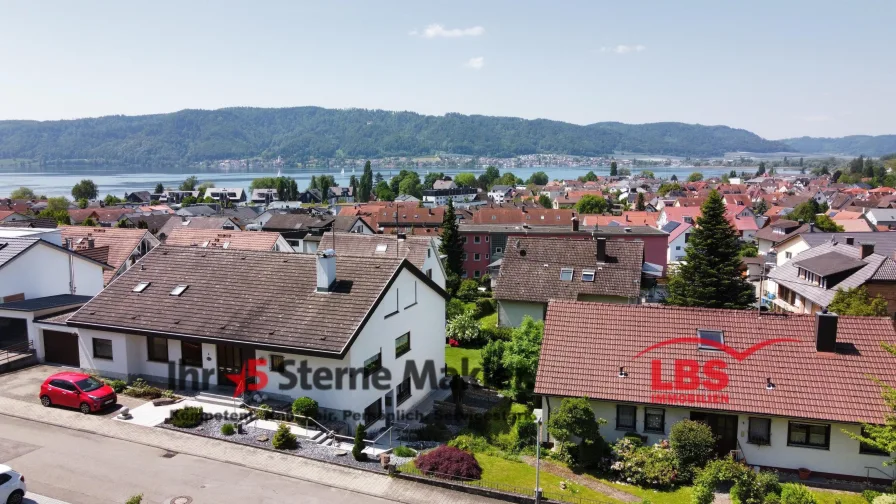 Luftbild Richtung Bodensee - Grundstück kaufen in Bodman-Ludwigshafen - Baugrundstück in herrlicher Wohnlage mit Seesicht