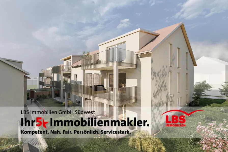 Haus 3 Seitenansicht - Wohnung kaufen in Gomaringen - Auf der Sonnenseite: Rückzugsort mit Terrasse & Garten!