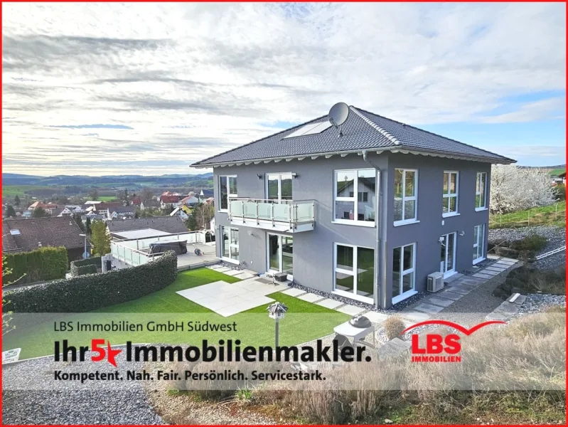 Südost Ansicht - Haus kaufen in Hilzingen - Modern Wohnen mit herrlichem Panoramablick im Hegau!