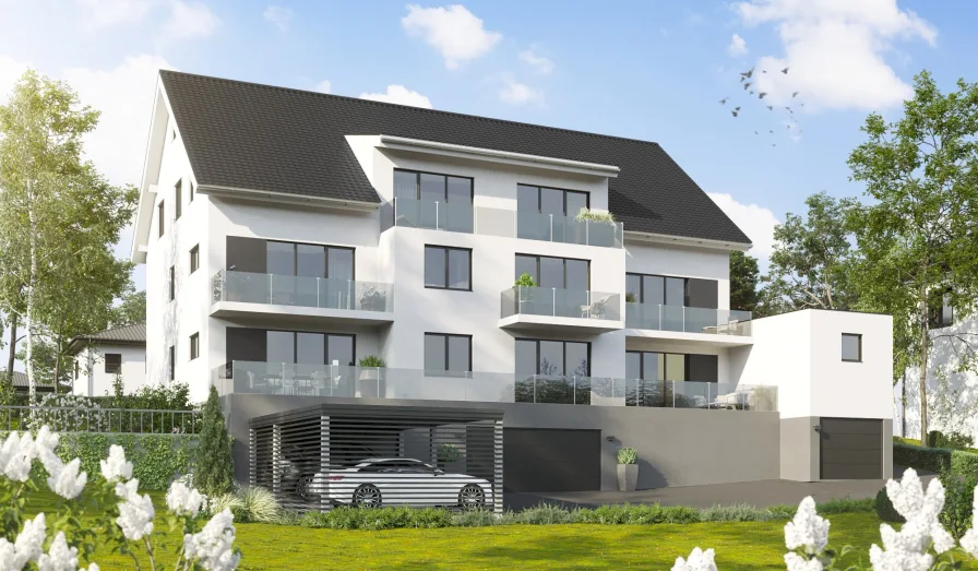 Gebäuderückseite - Wohnung kaufen in Rottweil - Exklusive 2- und 3-Zimmer-Neubauwohnungen in Bühlingen