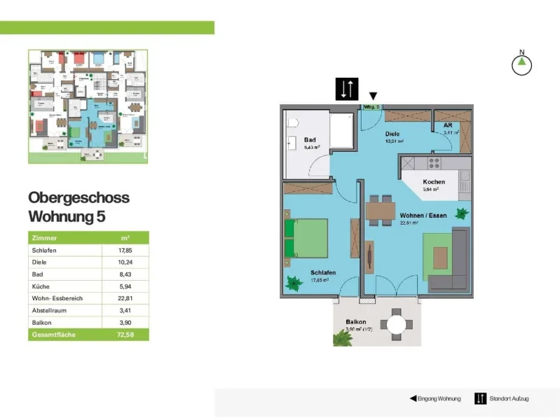 Grundriss Whg5 - Wohnung kaufen in Zimmern - Anspruchsvolles Wohnen für jede Generation mit KFW40 