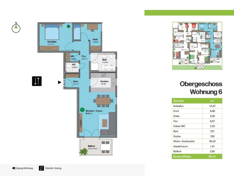 Grundriss Whg6 - Wohnung kaufen in Zimmern - Anspruchsvolles Wohnen für jede Generation mit KFW40 