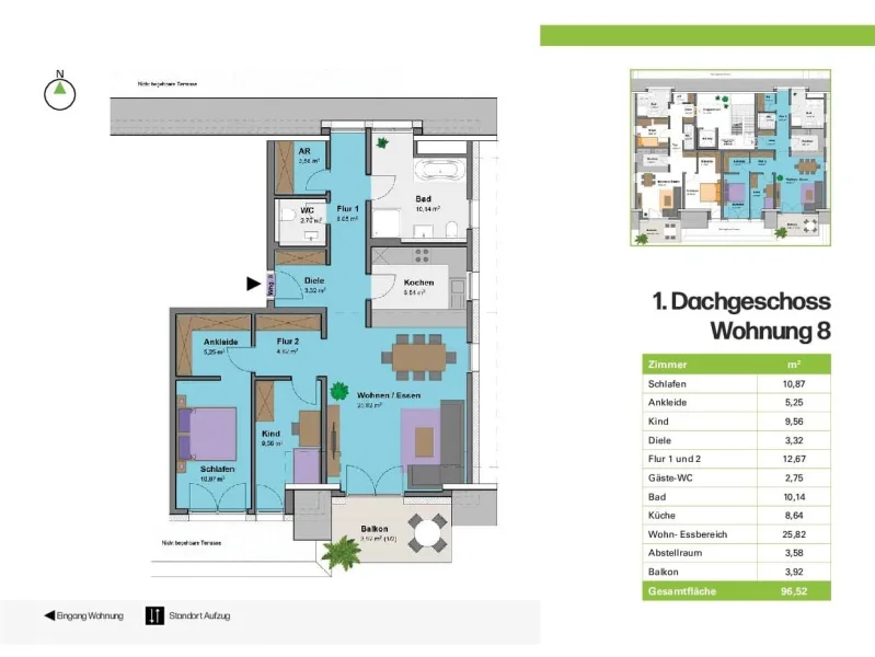 Grundriss Whg8 - Wohnung kaufen in Zimmern - Anspruchsvolles Wohnen für jede Generation mit KFW40 