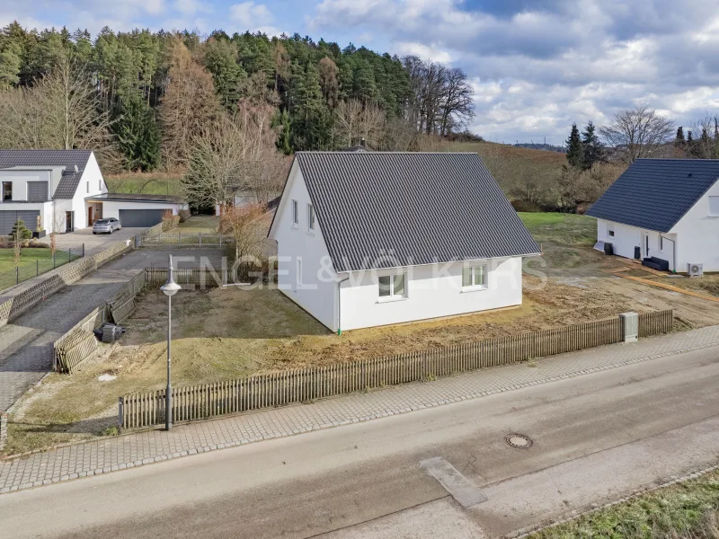 Straßenseitige Ansicht aus Nordwesten - Haus kaufen in Mitterscheyern - Neues Einfamilienhaus in Mitterscheyern mit individuellem Gestaltungsfreiraum