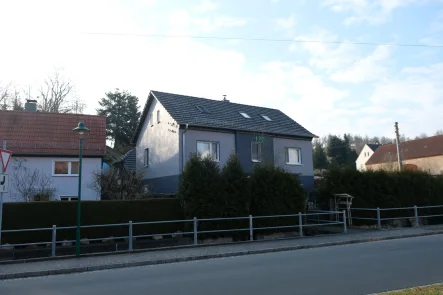 Ansicht - Haus kaufen in Klipphausen - Charmantes Einfamilienhaus mit vielseitigem Nebengebäude und traumhaftem Blick