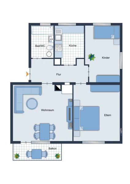 Grundriss - Wohnung kaufen in Engstingen / Großengstingen - Charmante 3-Zimmer-Wohnung mit Balkon