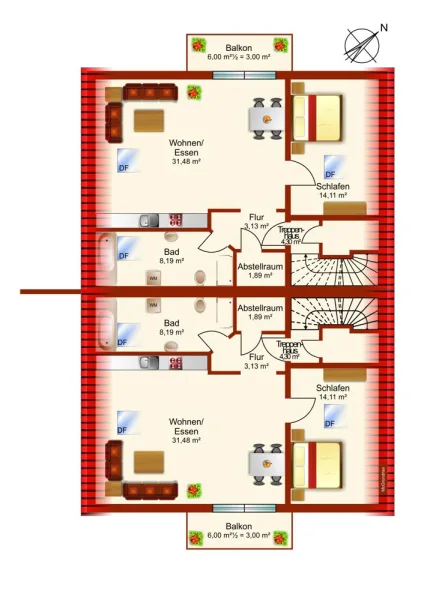 Grundriss DG-linke Wohnung