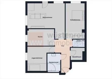 Grundriss - Wohnung mieten in Hannover - Freie 3-Zimmer-DG in Hannover - Schwarze Heide mit Balkon