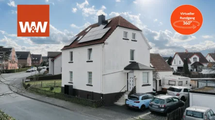 Ansicht - Haus kaufen in Bielefeld / Ubbedissen - modernisiertes Ein- bis Zweifamilienhaus in Bielefeld-Ubbedissen