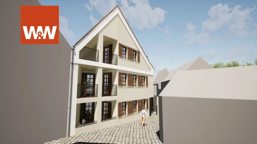 Neubau Südansicht von den 4 Altstadtwohnungen in Altdorf