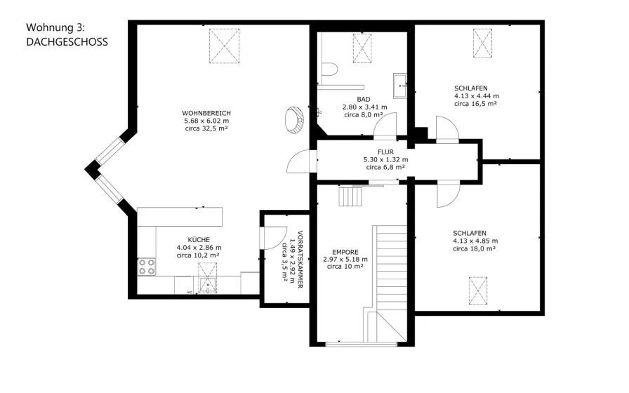 Grundriß Wohnung 3