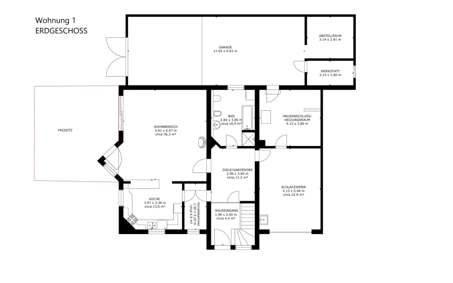 Grundriß Wohnung 1