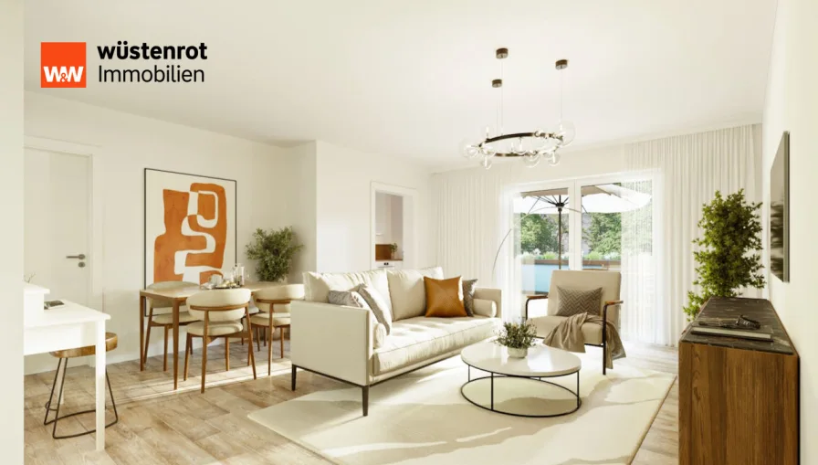 Visualisierung Möblierung Wohnzimmer modern - Wohnung kaufen in Adendorf - Ruhig, zentral und bestens vermietet