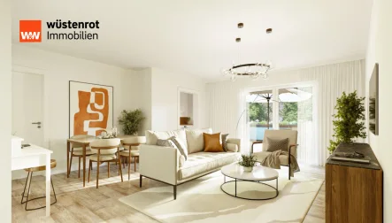 Visualisierung Möblierung Wohnzimmer modern - Wohnung kaufen in Adendorf - Ruhig, zentral und bestens vermietet