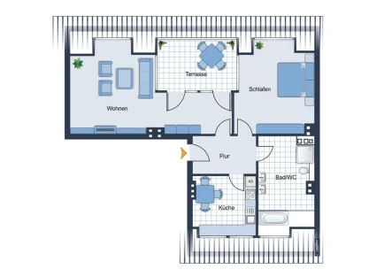 Grundriss - Wohnung kaufen in Wuppertal / Heckinghausen - xxx Gemütliche Dachgeschosswohnung mit Dachterrasse in der Nähe der Barmer Anlagen xxx