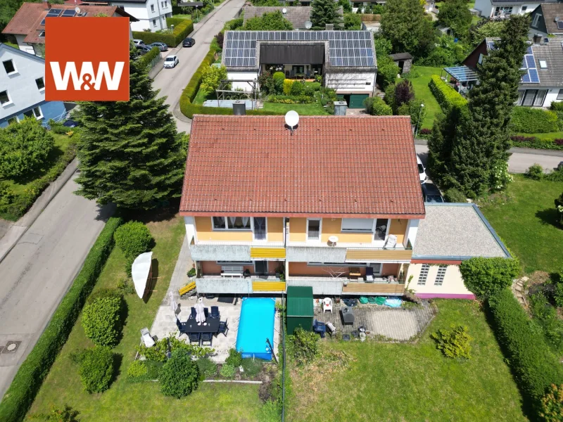 Gartenseite - Haus kaufen in Hüttisheim / Humlangen - Doppelhaus/Zweifamilienhaus in schöner, ruhiger Wohnlage!