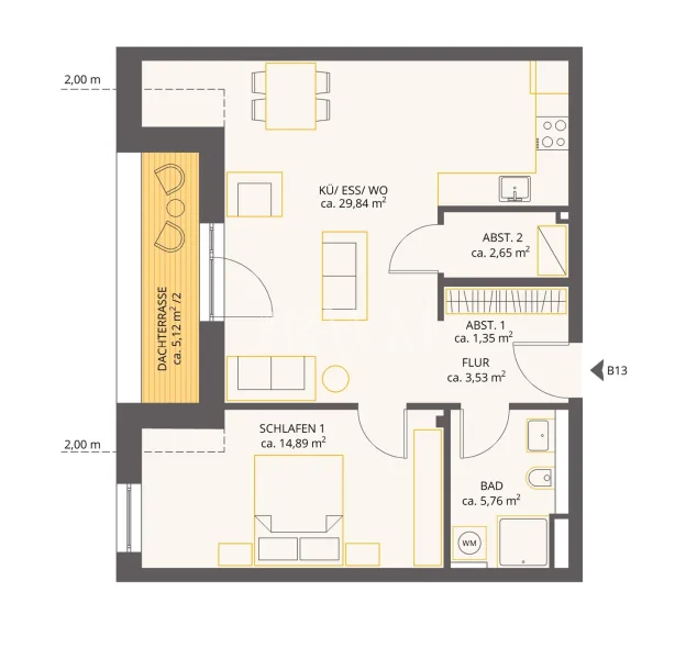 Grundriss B13 Dachgeschoss 2.OG