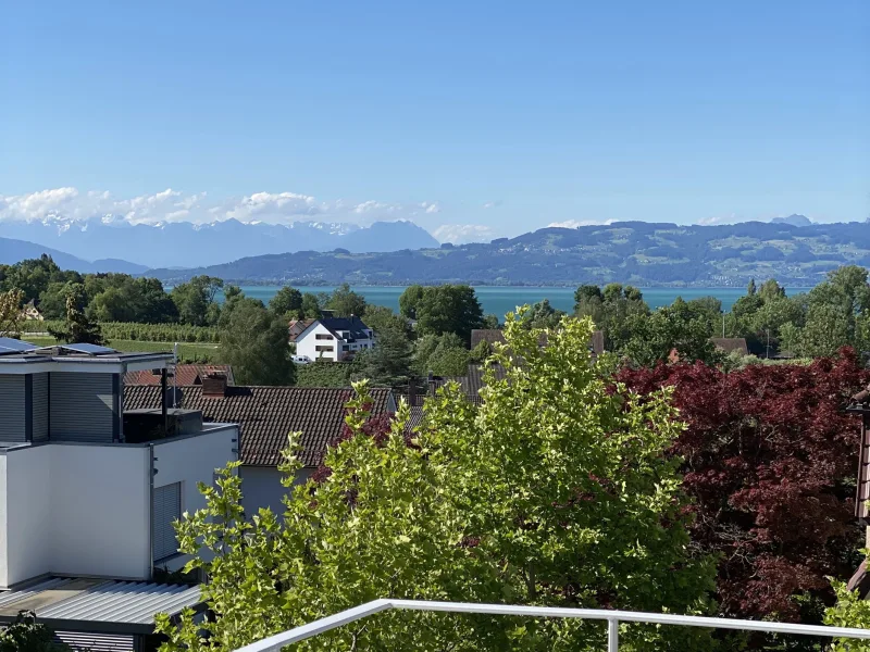 See- und Bergblick - Haus kaufen in Wasserburg - See- und Bergpanorama in Architekten-Doppelhaushälfte