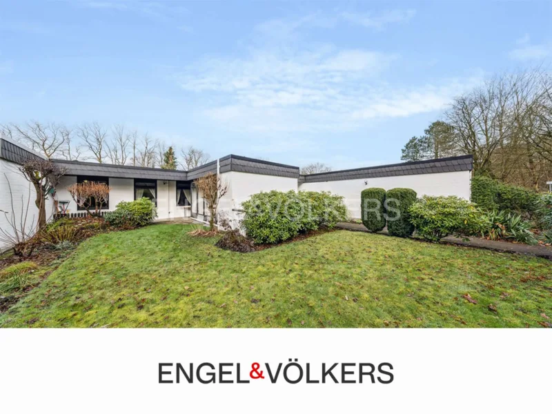 Titelbild mit Logo - Haus kaufen in Norderstedt - Ketten-Bungalow in grüner Umgebung auf Erbpachtgrundstück