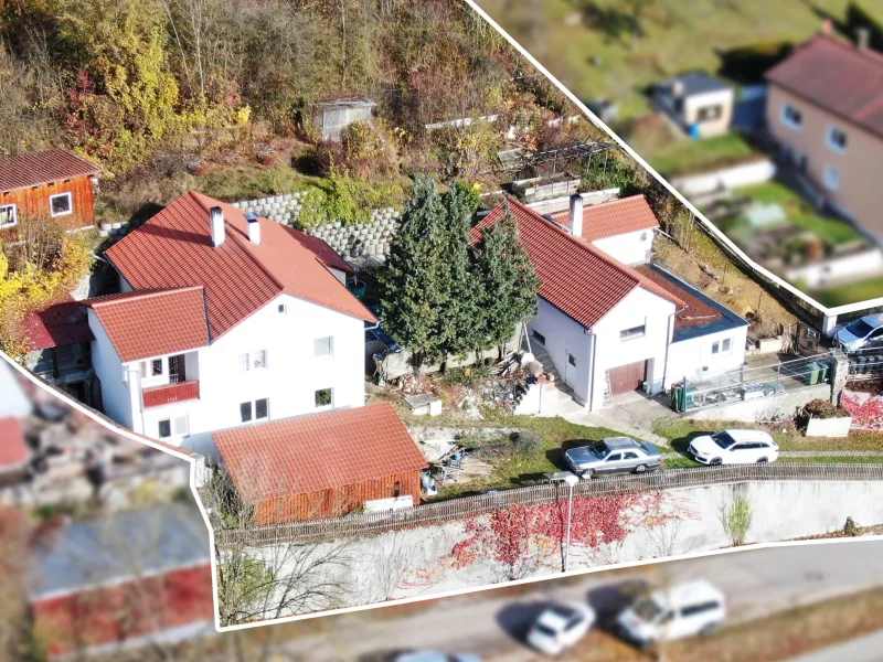 Drohnenansicht - Haus kaufen in Nittendorf - Etterzhausen - 2 ZFH auf großem Grundstück mit Entwicklungspotential