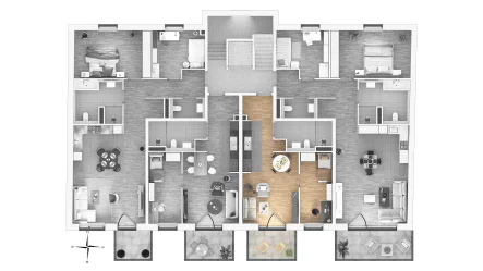 Grundriss 1. Obergeschoss - Wohnung kaufen in Erkrath - Modernes Wohnen im "Cityquartier Erkrath" WE07 1.OG mit Balkon