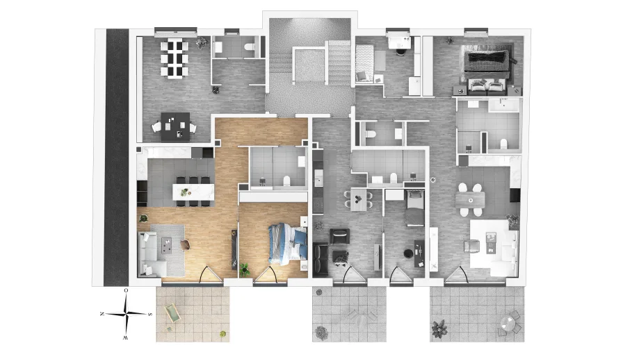 Grundriss Erdgeschoss - Wohnung kaufen in Erkrath - Modernes Wohnen im "Cityquartier Erkrath" WE02 EG mit Terrasse