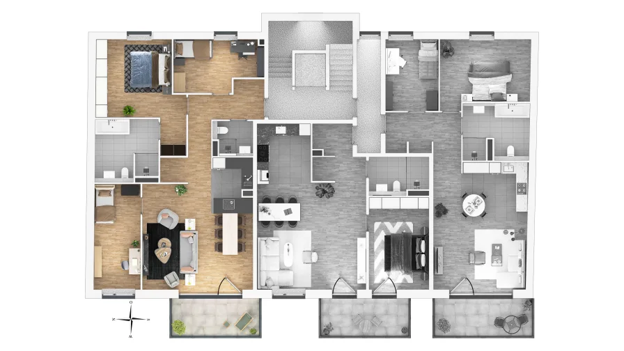 Grundriss 2. Obergeschoss - Wohnung kaufen in Erkrath - Modernes Wohnen im "Cityquartier Erkrath" WE13 3. OG mit Balkon