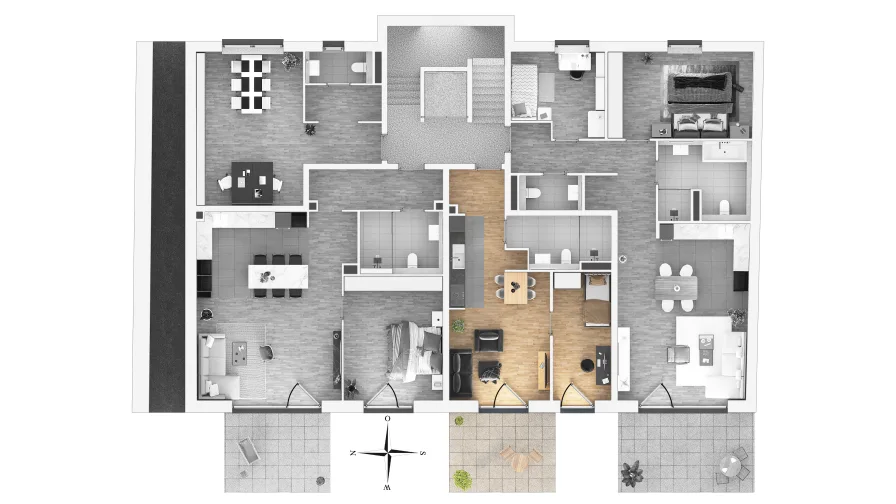 Grundriss Erdgeschoss - Wohnung kaufen in Erkrath - Modernes Wohnen im "Cityquartier Erkrath" WE03  EG  mit Terrasse