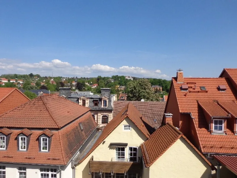 Ausblick vom Wohnzimmer / Balkon - Wohnung mieten in Pößneck - Traumwohnung über den Dächern von Pößneck