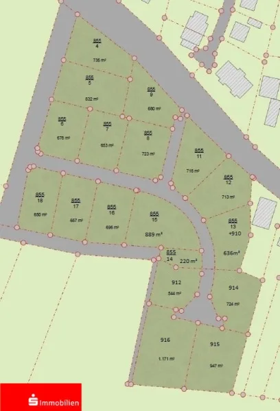 Lageplan_mit_Grundstücksgrößen - Grundstück kaufen in Bad Frankenhausen - Vollerschlossene Baugrundstücke in der Kurstadt 