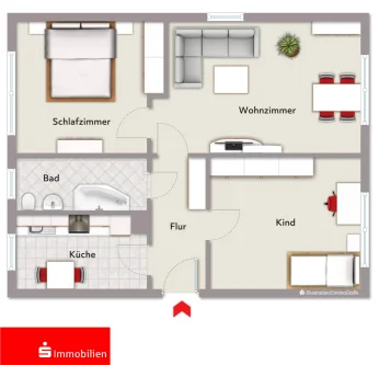 Titelbild EG - Wohnung mieten in Sondershausen - moderne 3-Raum-Wohnung in ruhiger Lage