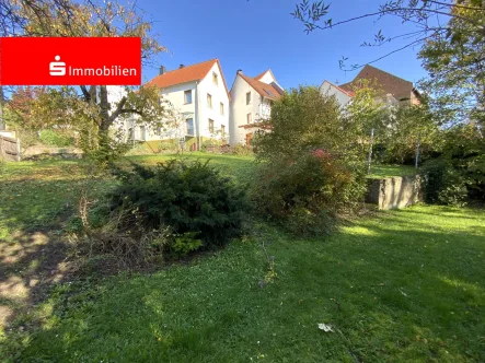 Ansicht vom Garten - Haus kaufen in Schöneck - Parkähnlicher Garten direkt vor der Tür - Viel Platz für Kind und Kegel