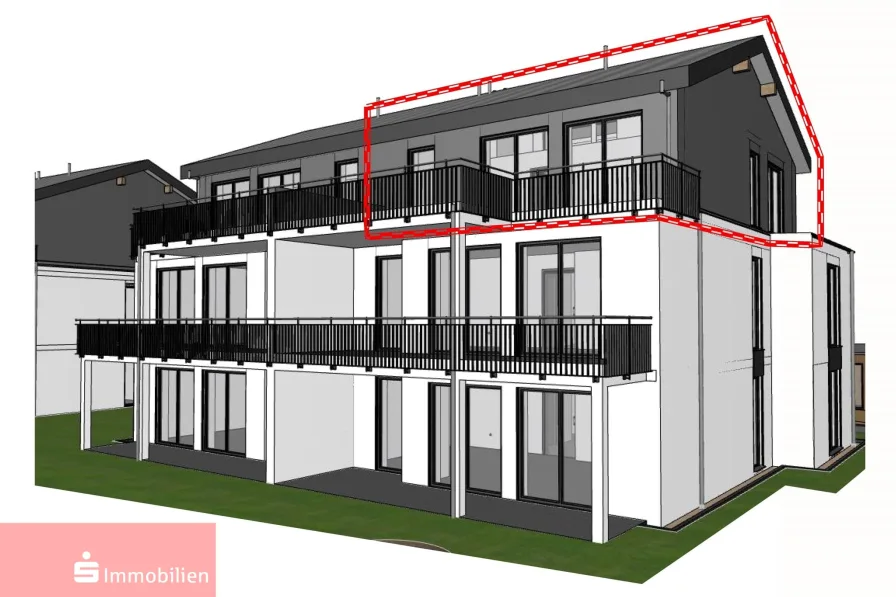 Wohnung im Dachgeschoss mit Balkon - Wohnung kaufen in Eichenzell - Hochwertige Neubau-Dachgeschosswohnung in Eichenzell - Löschenrod 