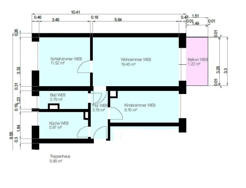 Grundriss - 3 RW - Ronneburger Str. 17a-c