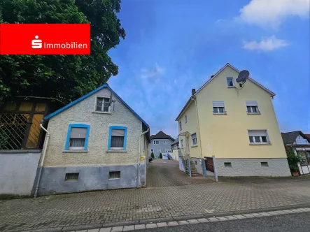 Straßenansicht - Haus kaufen in Wöllstadt - Ehemalige Gärtnerei in verkehrsgünstiger Lage von Nieder-Wöllstadt!