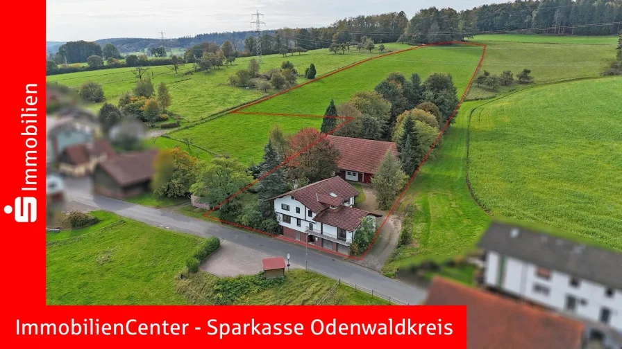 Titelbild - Haus kaufen in Mossautal - Tierhalter aufgepasst! Gepflegtes Anwesen mit Scheune und über 2 ha Wiese direkt am Wohnhaus