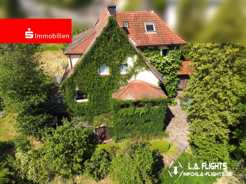 Ansicht aus dem Garten - Haus kaufen in Frankenberg - historische Stadtvilla mit parkähnlichem Grundstück