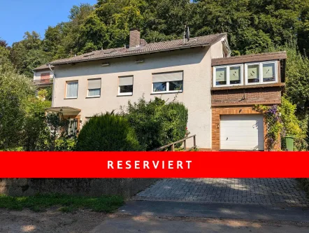 Ansicht mit Garage und Eingang - Haus kaufen in Diemelstadt - Ideal für ein Große Familie oder Wohnen und Arbeiten unter einem Dach Diemelstadt - Rhoden