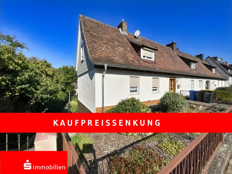 Außenansicht - Haus kaufen in Sontra - Gepflegtes Reihenendhaus mit viel Platz und großem Garten