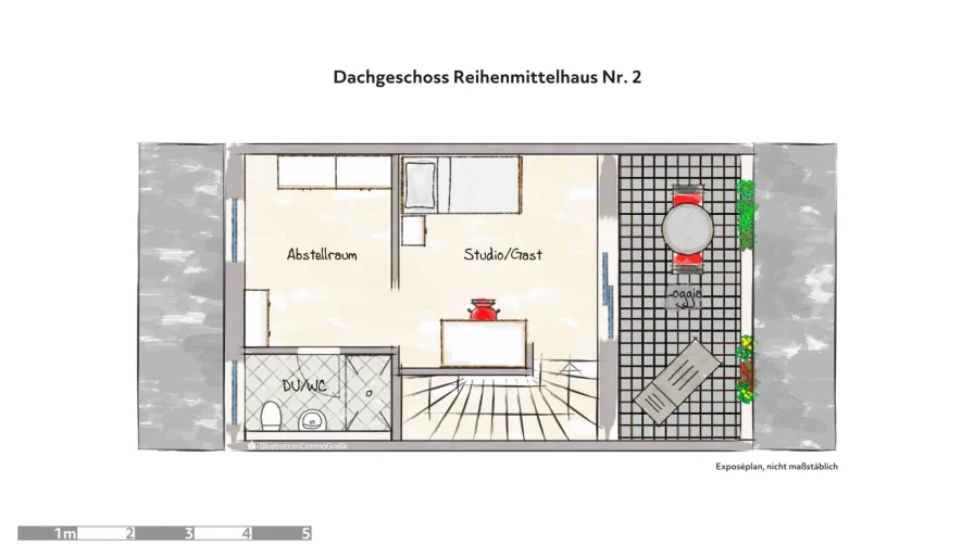 Dachgeschoss Reihenmittelhaus Nr. 2