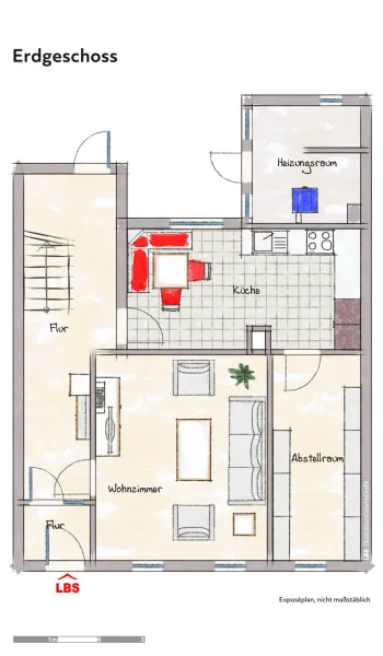 Grundriss Erdgeschoss, beispielhaft