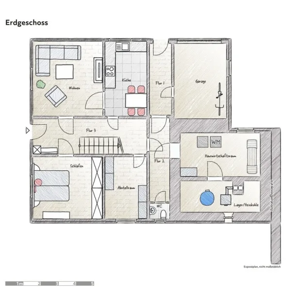 Grundriss Erdgeschoss, beispielhaft