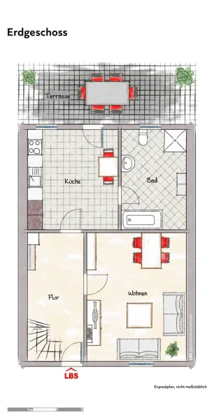 Grundriss Erdgeschoss, beispielhaft