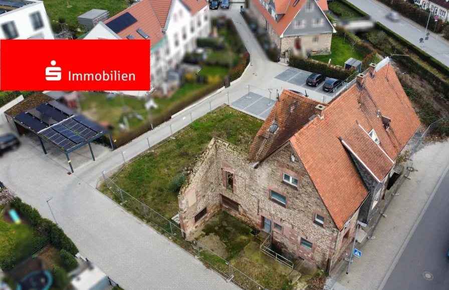 Vogelperspektive NORD - Grundstück kaufen in Bensheim - Afa? Steuern sparen? Revitalisierung zum 5-FH - zur Villa mit Traumgarten oder einem Bürogebäude!   