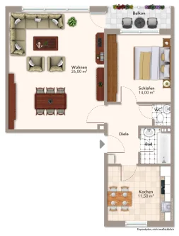 immoGrafik-Exposeplan-36111000401-K1-DINA3 - Wohnung kaufen in Altrip - Kapitalanleger aufgepasst! 2-Zimmer Wohnung mit Balkon in Altrip