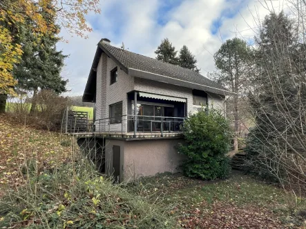 Hausansicht - Haus kaufen in Oberzent - Rückzugsort im Grünen: Einfamilienhaus mit großem Grundstück inmitten der Natur