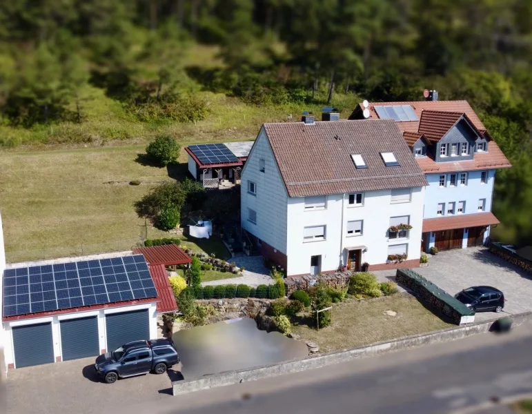 das geräumige Doppelhaus mit zwei überdachten Freisitzen, Garten am Hang,% - Haus kaufen in Ottrau - Weißenborn - Vielseitig nutzbares Doppelhaus in ruhiger Ortsrandlage