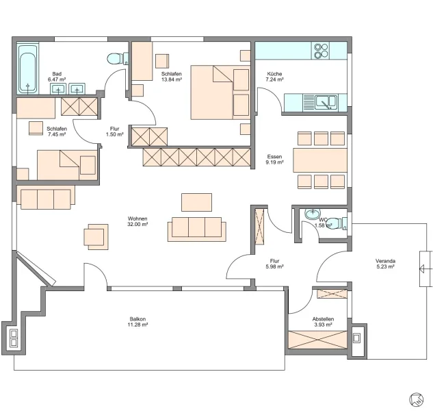 Grundriss: Erdgeschoss ca. 105,69 m²