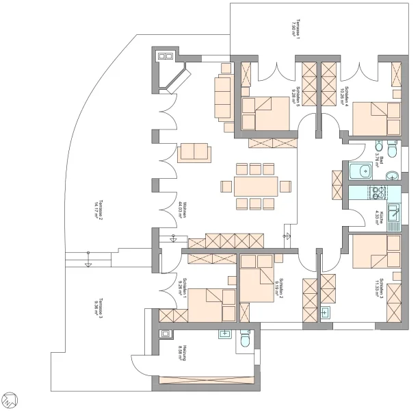 Grundriss: Gartengeschoss ca. 132,87 m²