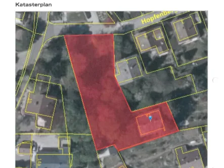 Katasterplan_Hopfenberg 1a - Grundstück kaufen in Pfarrkirchen - Grundstück mit Baugenehmigung für 2 Doppelhaushälften - 4 Wohnungen mit insgesamt ca. 500 qm WFL.